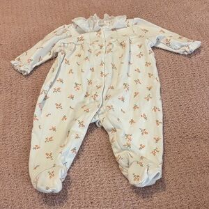 Little Me Cream Floral Footie